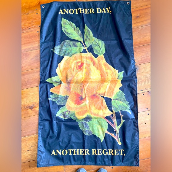 Banner Yellow Rose Design “Another Day‎ Another Regret” 34” x 60” - Picture 1 of 4